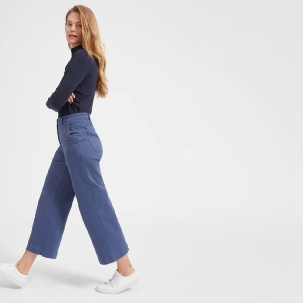 Everlane Wide Leg Crop Pants in Blue Size 2